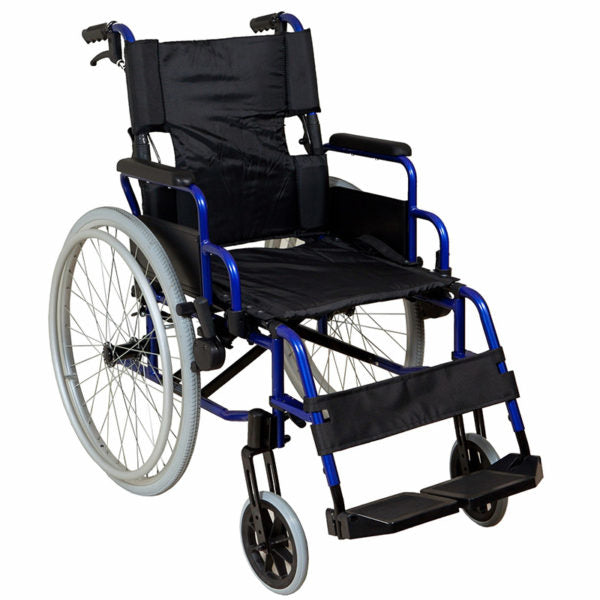 Lightweight Self-Propelled Wheelchair Blue Frame